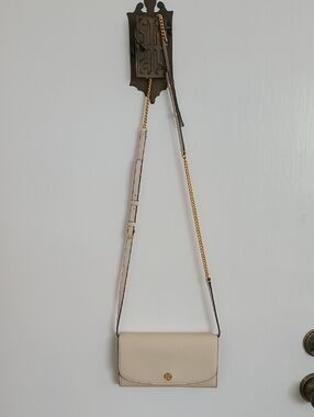 Tory Burch Cream Leather Chain-Strap Crossbody